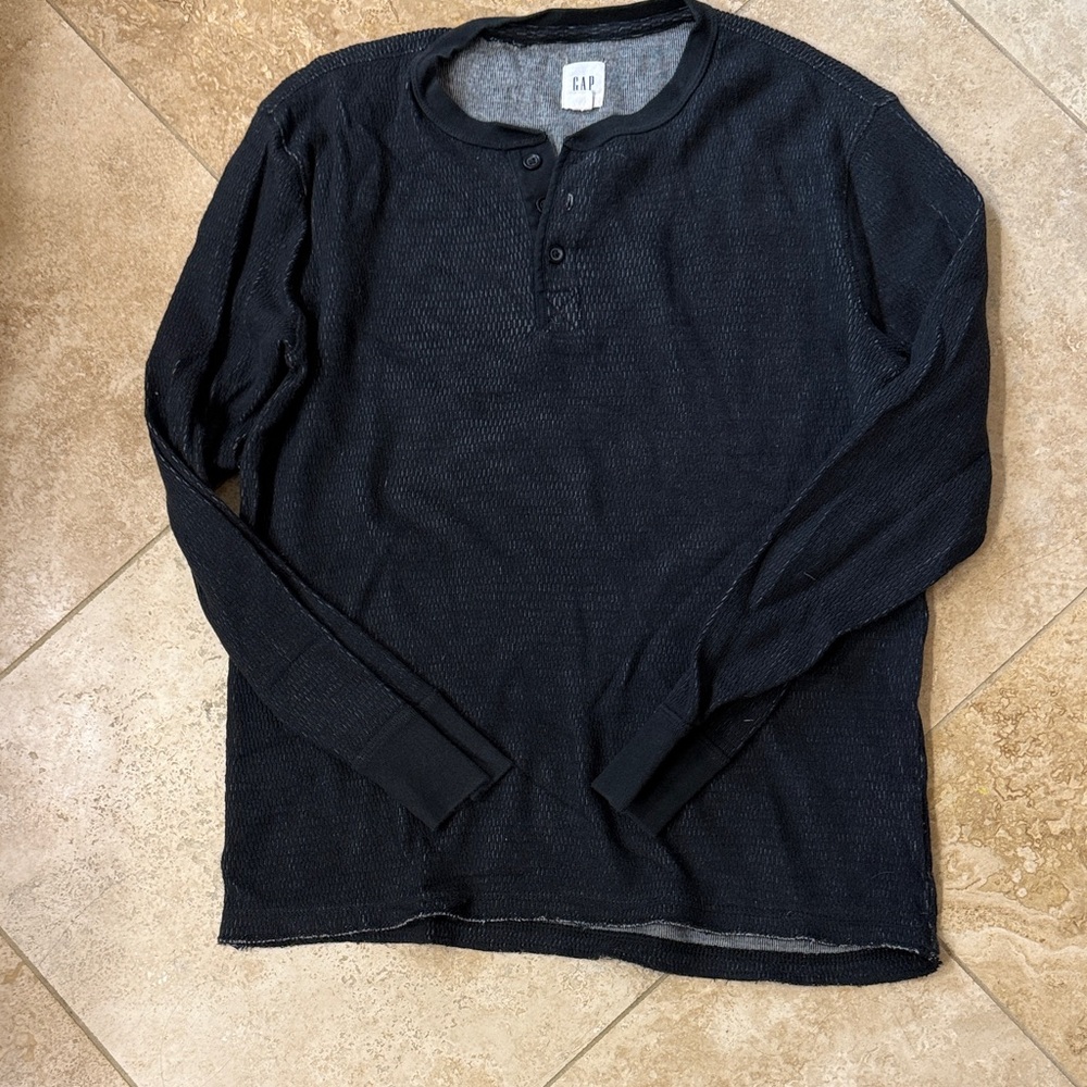 GAP Men's Dark Long Sleeve Henley Shirt